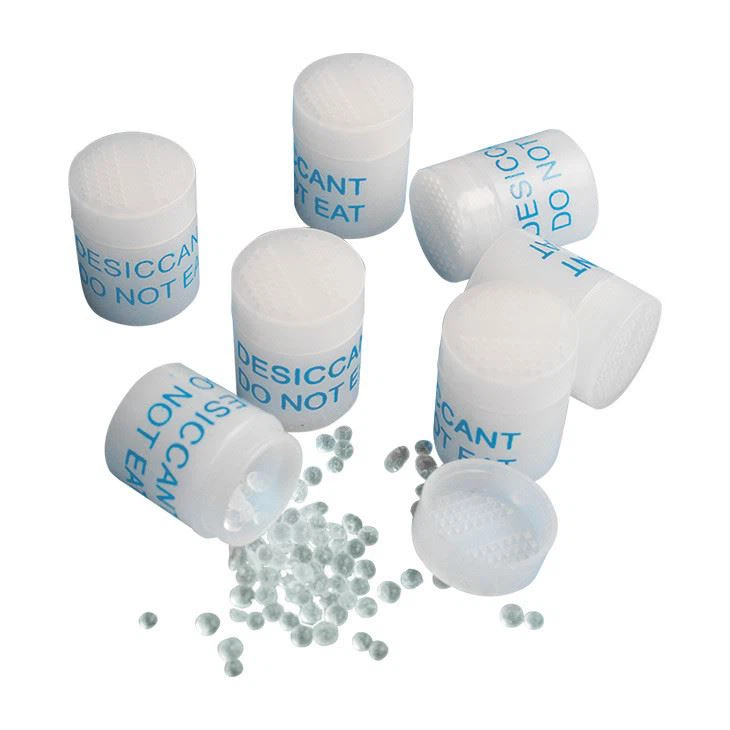 Flixkun tal-pillola effervexxenti b'Canister tal-ġel tas-silika dessikant tal-plastik abjad